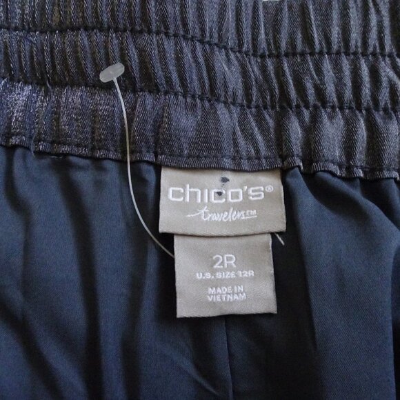 Chicos Travelers Gray Pants Women's Size 12 Chicos Size 2 Metallic Sheen - Picture 5 of 5